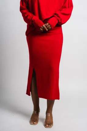 Sweater midi skirt red