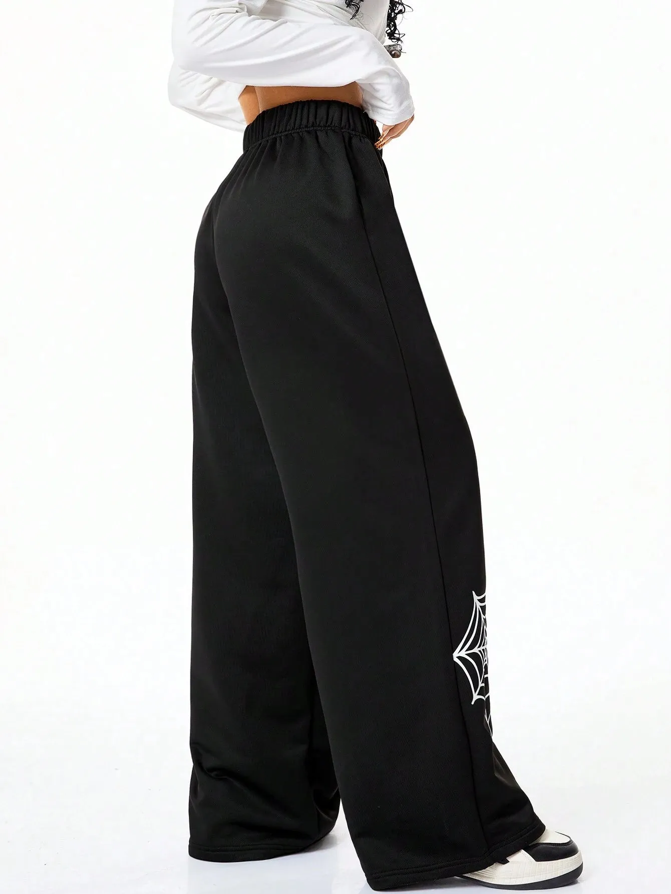 SXV Spider Web Printed Sweatpants For Outdoor Wear,Back To School For Fall