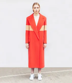 Tailored Coral Striped Coat