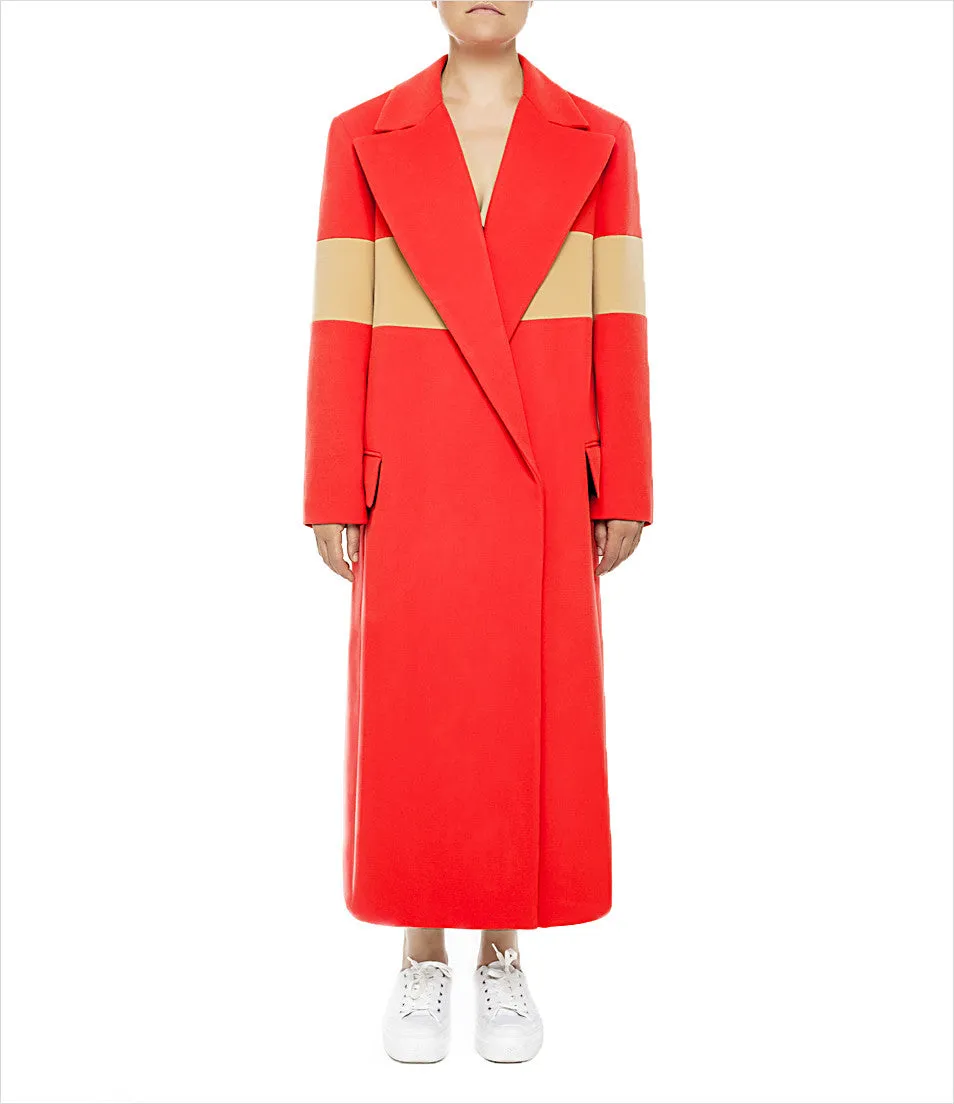 Tailored Coral Striped Coat