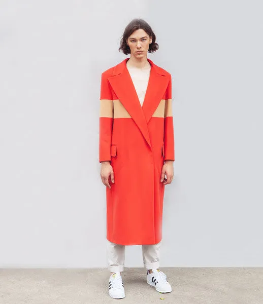 Tailored Coral Striped Coat