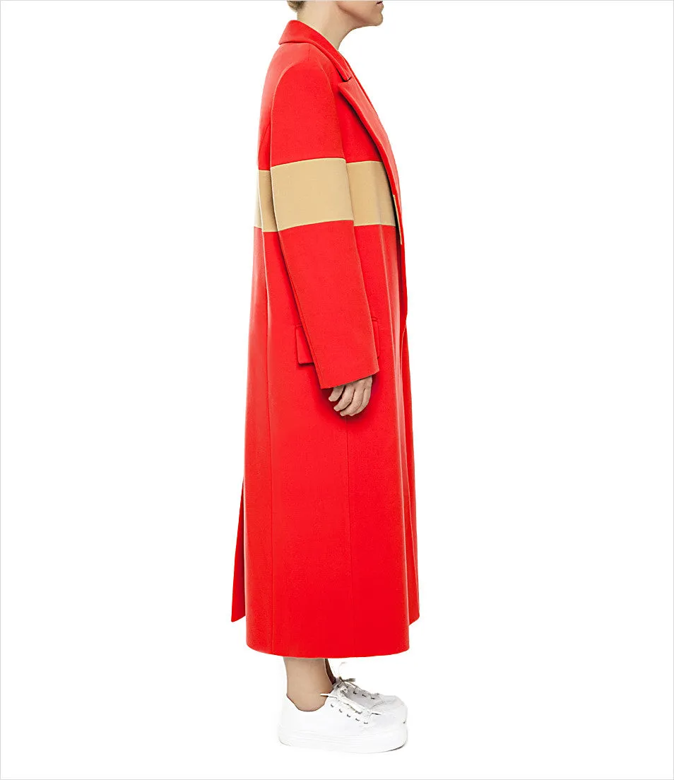 Tailored Coral Striped Coat