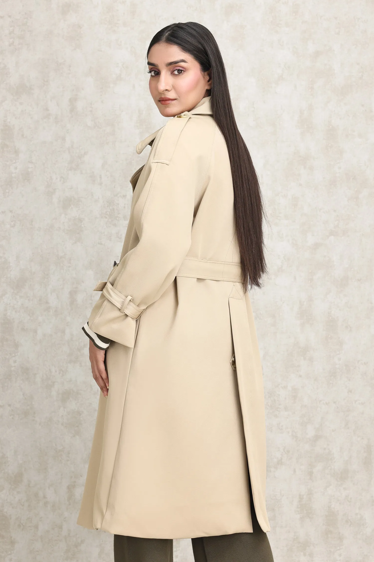 TAILORED TRENCH COAT-KHAKI