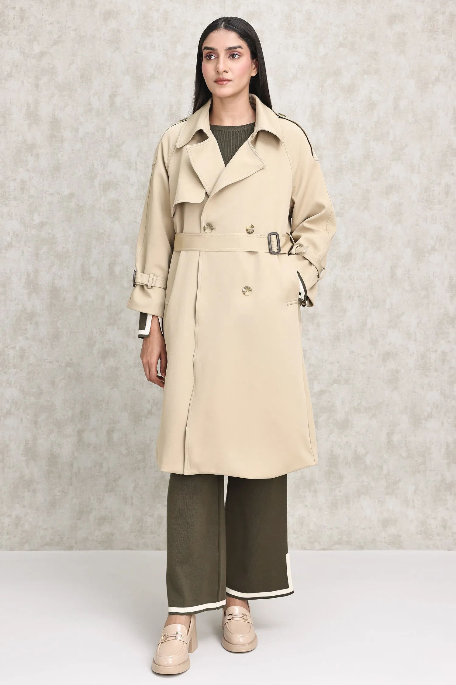 TAILORED TRENCH COAT-KHAKI
