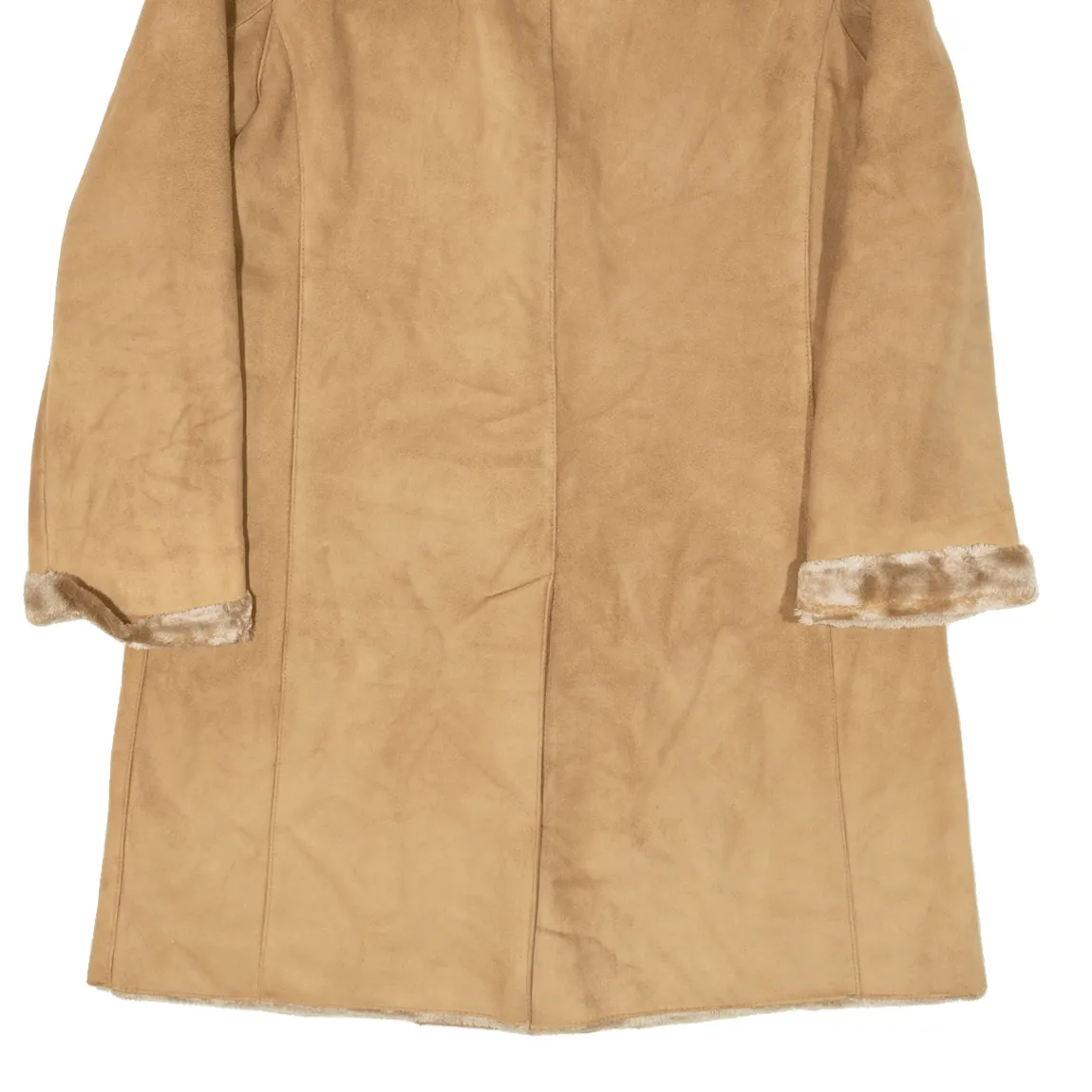 TALLA&MODA Leather Look Womens Overcoat Coat Beige L