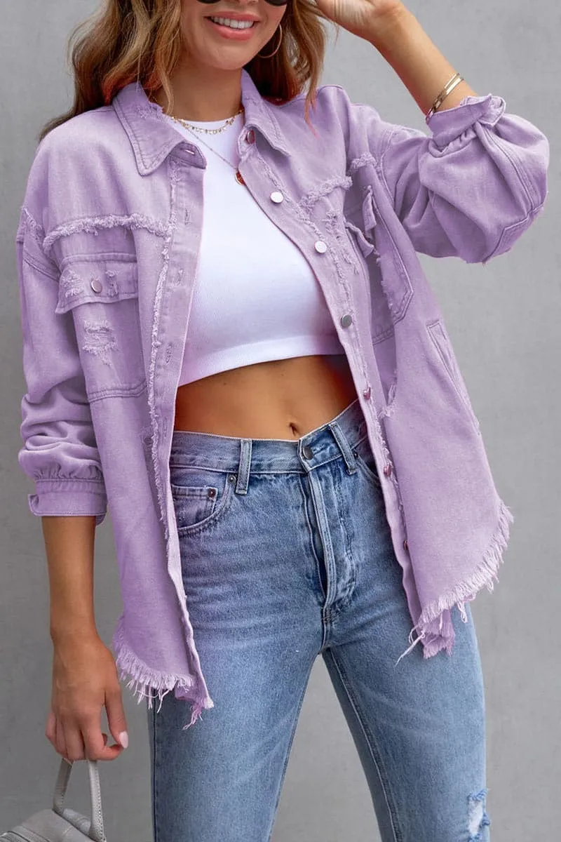 TC057 Raw Hem Denim Shirt