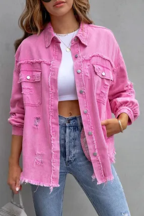 TC057 Raw Hem Denim Shirt