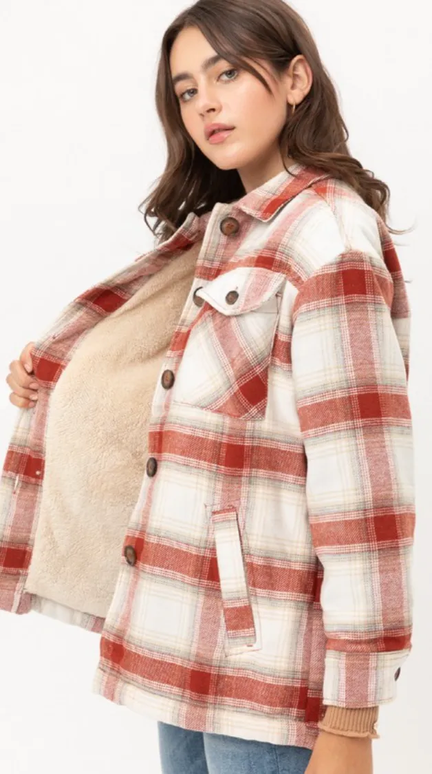 Terra Cotta Plaid  Fall Flannel Shacket