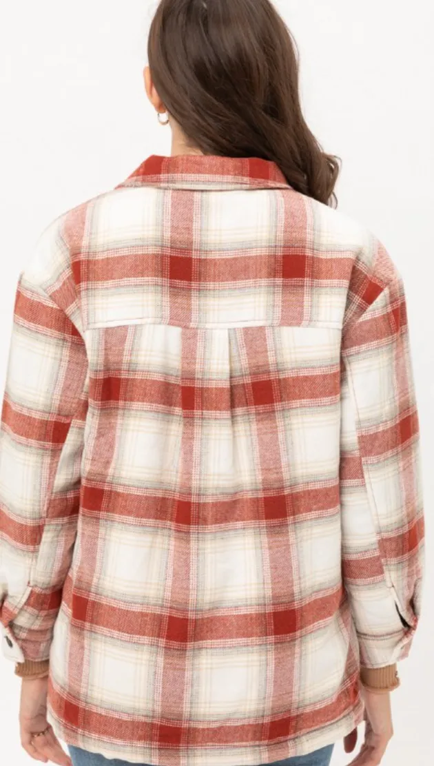 Terra Cotta Plaid  Fall Flannel Shacket