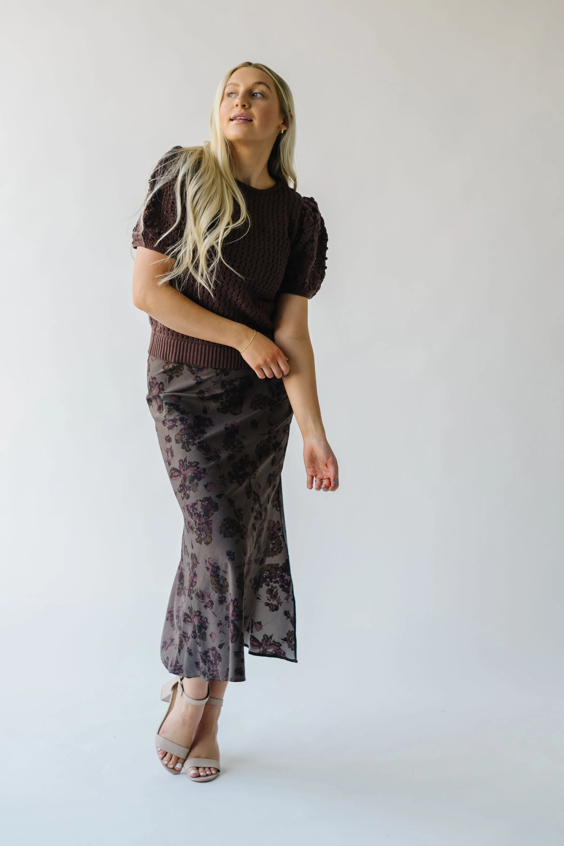 The Andover Floral Maxi Skirt in Mushroom Multi