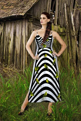 The Birdcage- French Gothic V Neck Slip Dress in Back to Black | Glam Macabre™ Collection