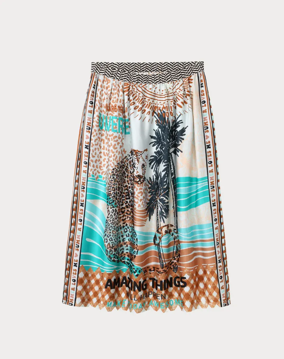 Vanessa printed Midi Skirt / Safari