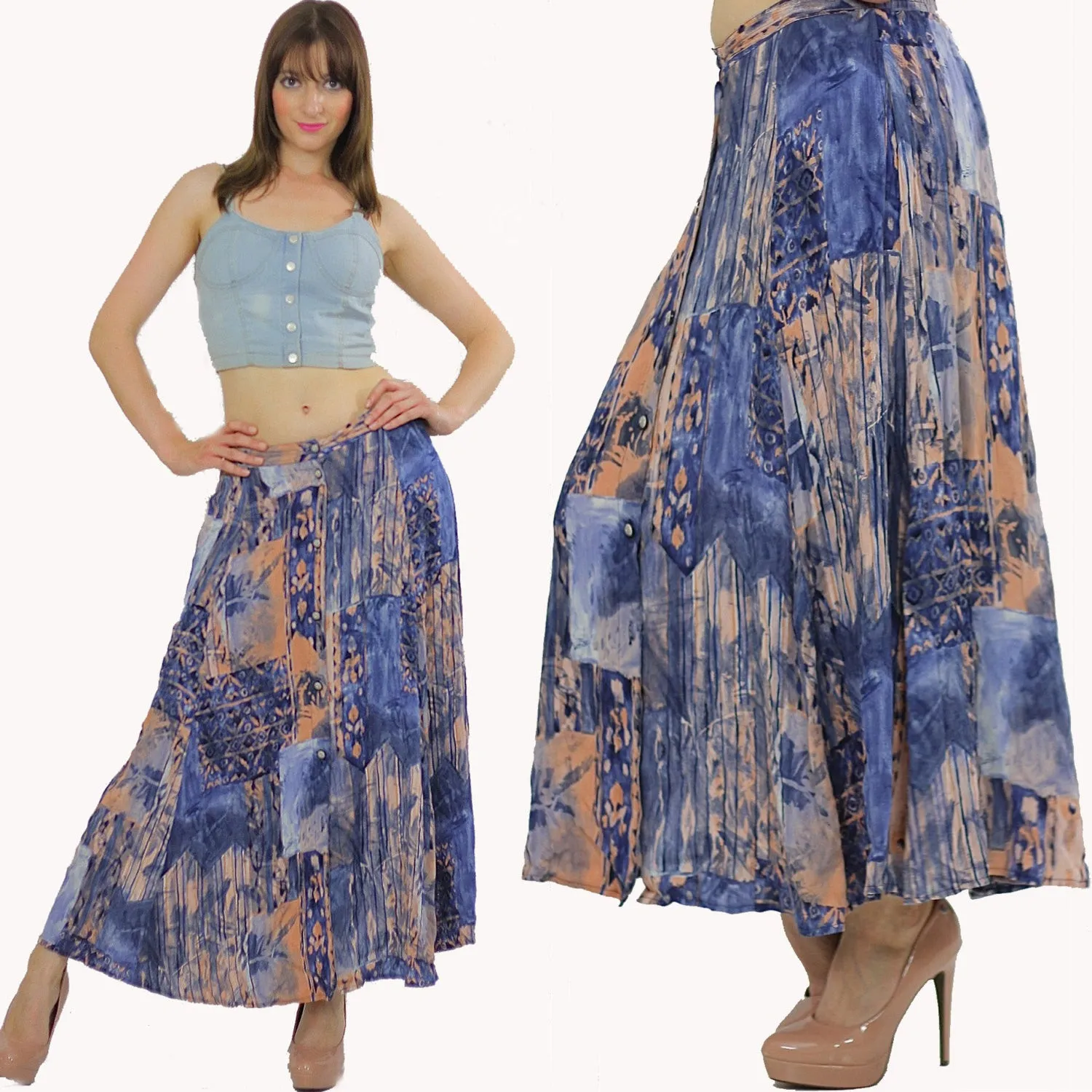Vintage 80s Gypsy Hippie Boho maxi skirt