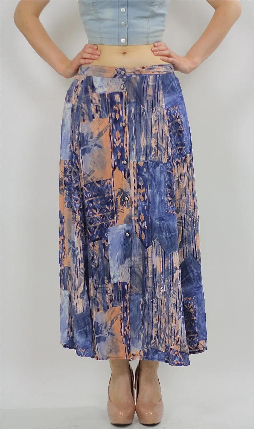 Vintage 80s Gypsy Hippie Boho maxi skirt