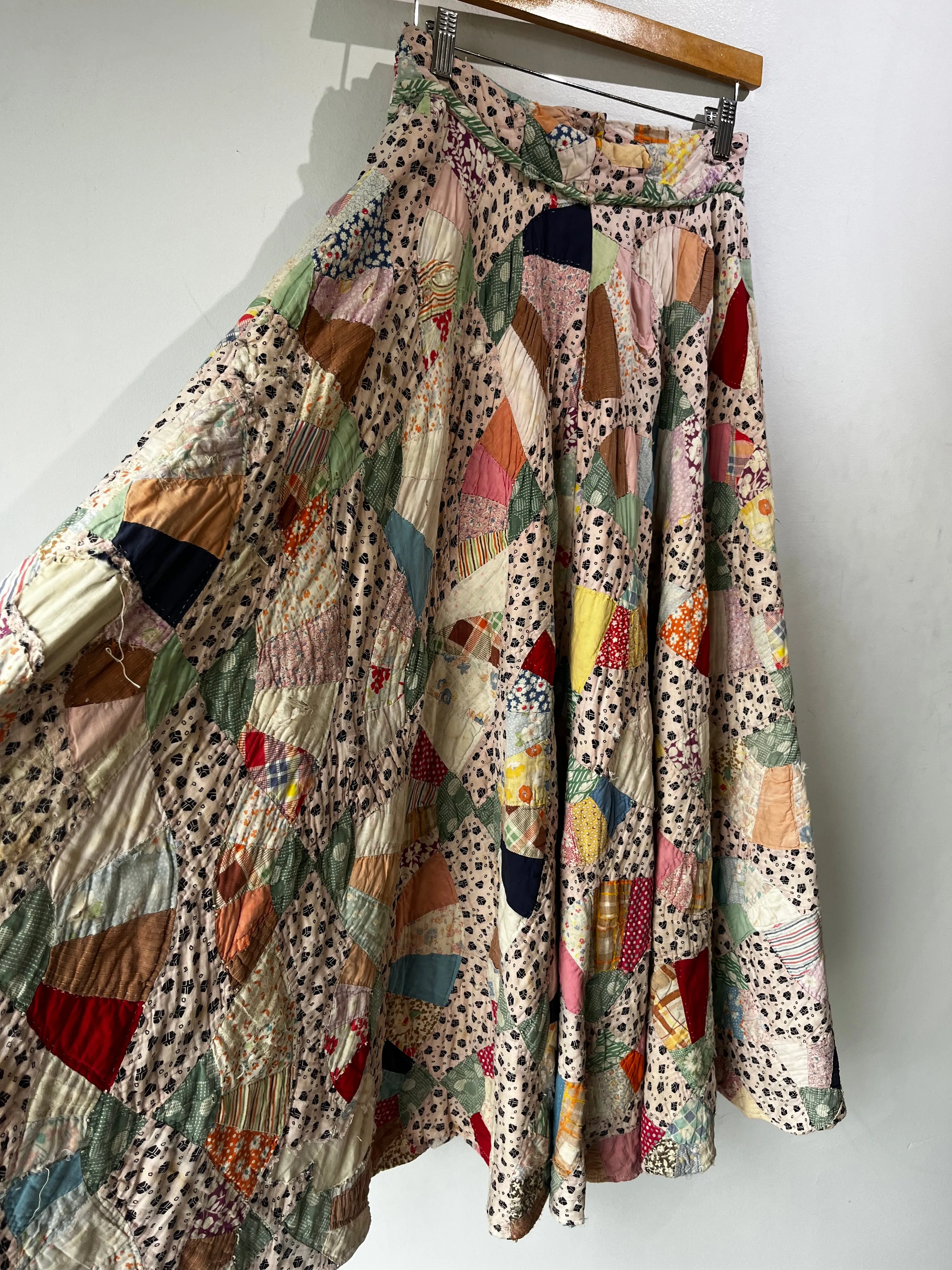 Vintage Handmade Patchwork Quilt Maxi Skirt