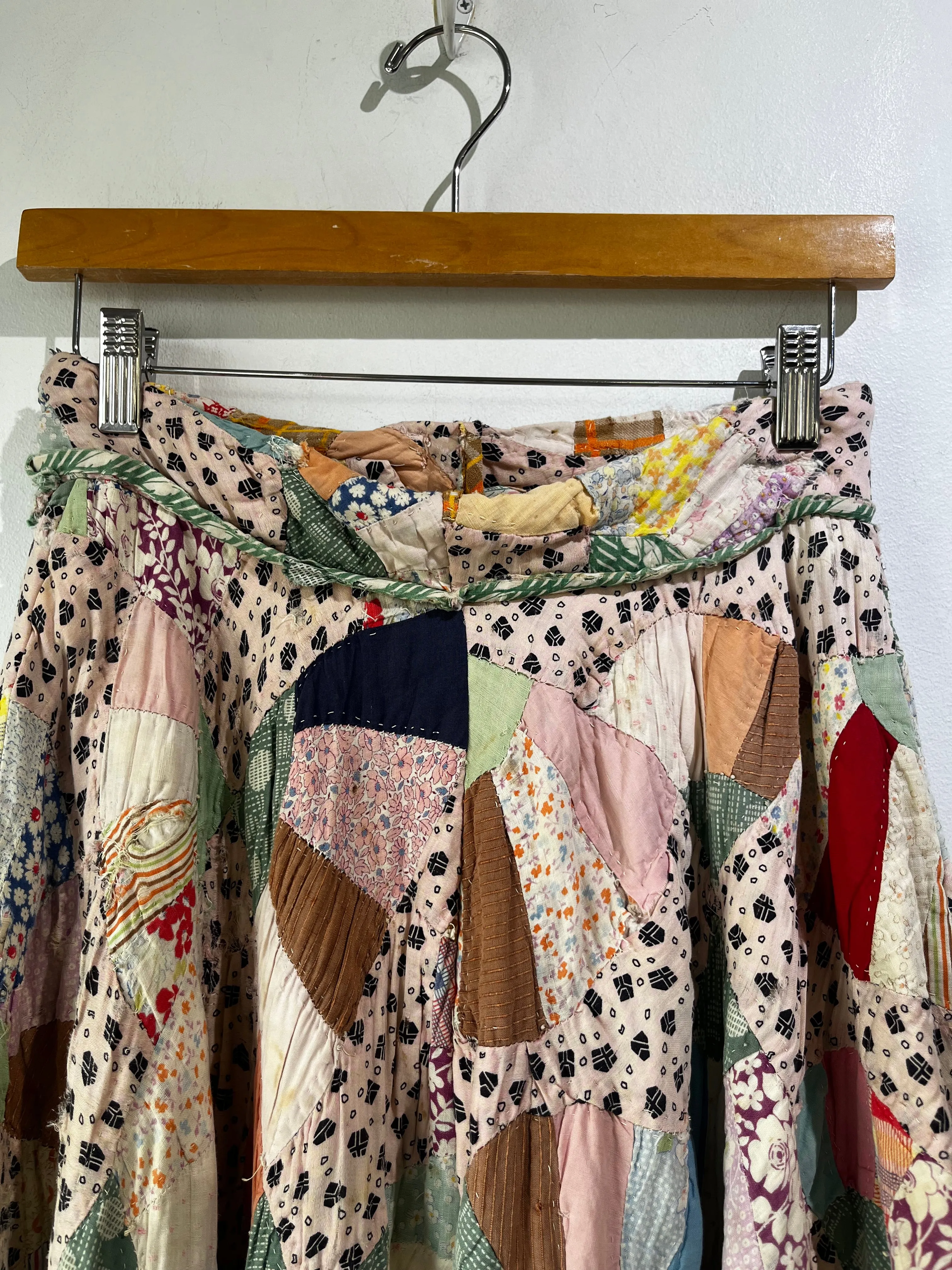 Vintage Handmade Patchwork Quilt Maxi Skirt