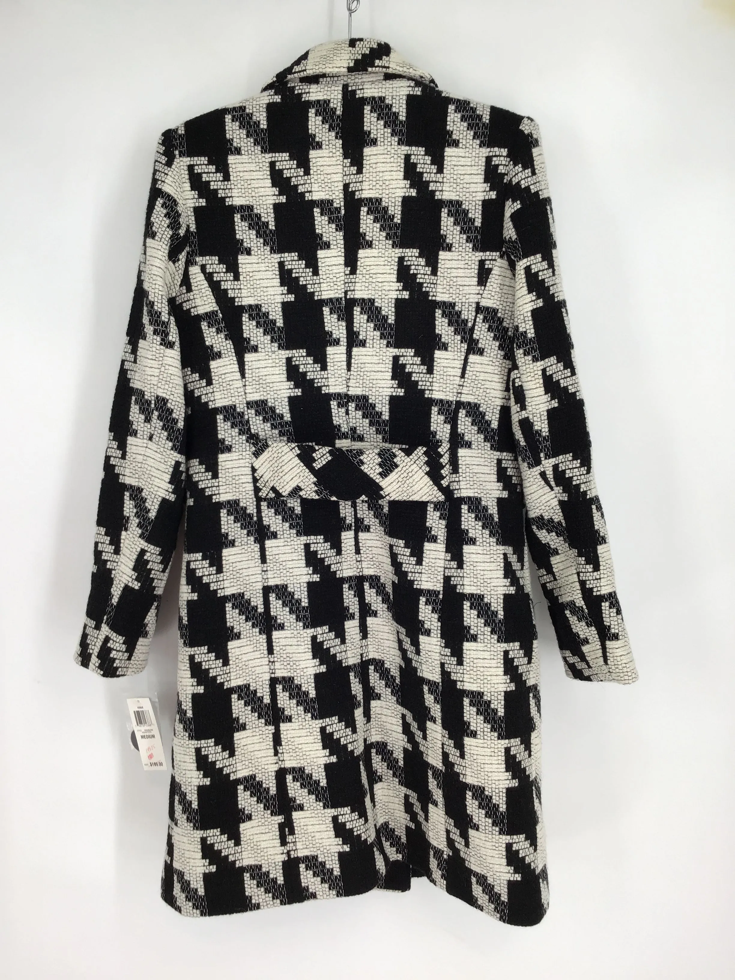 Vintage INC Women's Black White Houndstooth Overcoat - Size M