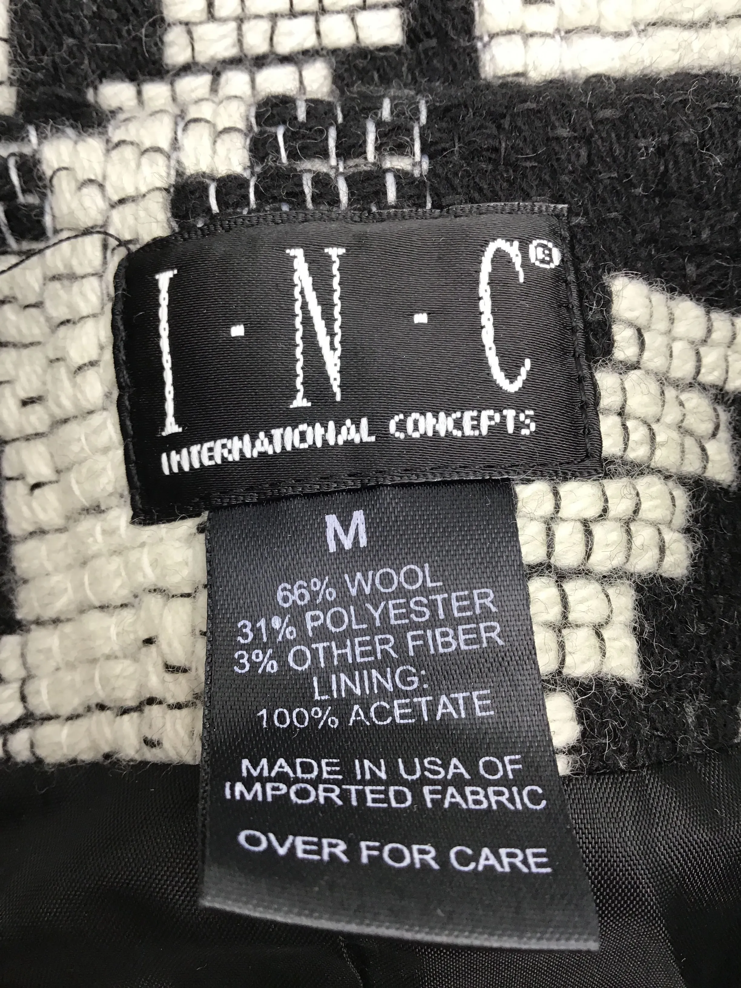 Vintage INC Women's Black White Houndstooth Overcoat - Size M