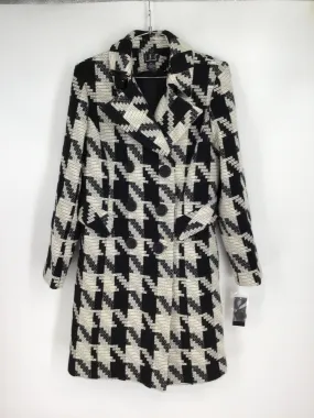 Vintage INC Women's Black White Houndstooth Overcoat - Size M