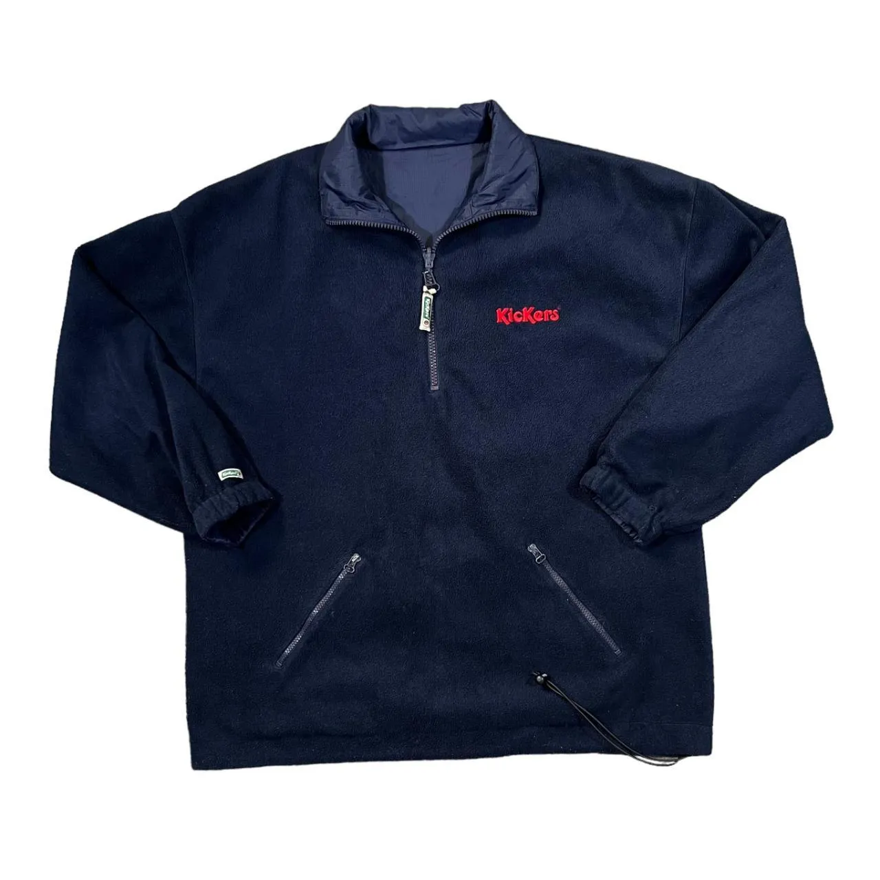 Vintage KICKERS Embroidered Mini Logo Reversible Fleece Windbreaker 1/2 Zip Pullover Jacket