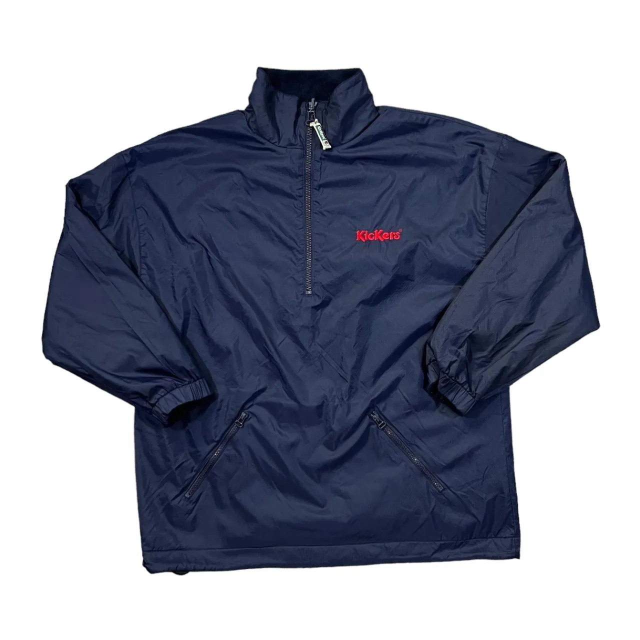 Vintage KICKERS Embroidered Mini Logo Reversible Fleece Windbreaker 1/2 Zip Pullover Jacket