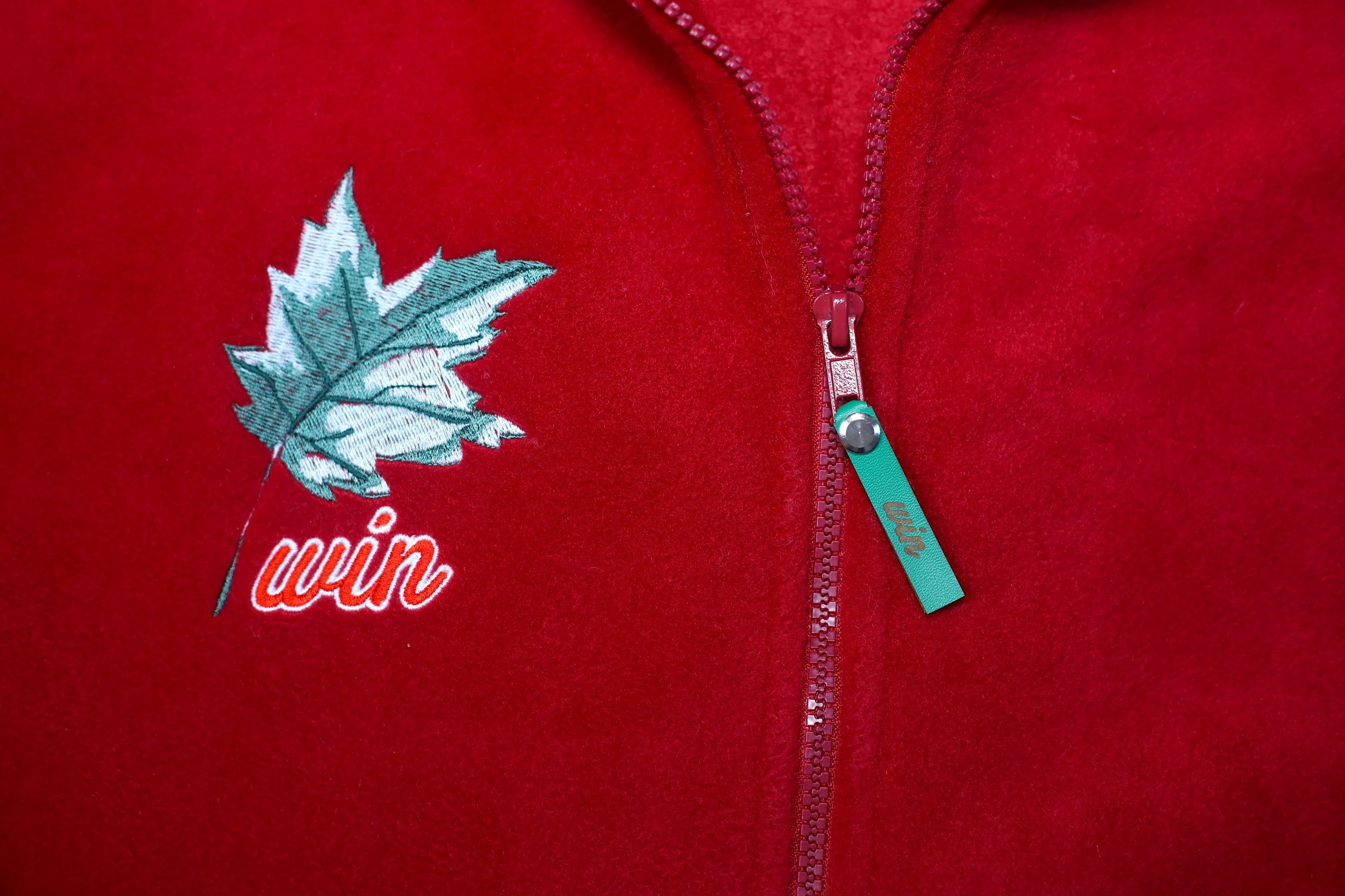 WIN Zip Up Micro Fleece Jacket - Cherry Red