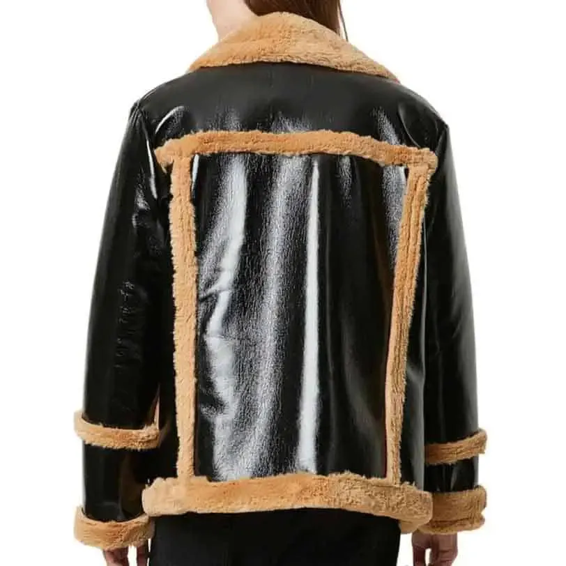 Women’s Fur-Trimmed Real Leather Jacket – Chic & Stylish