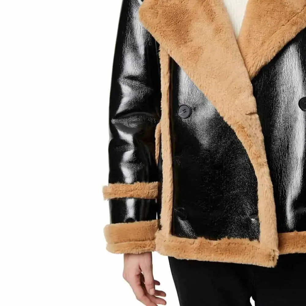 Women’s Fur-Trimmed Real Leather Jacket – Chic & Stylish