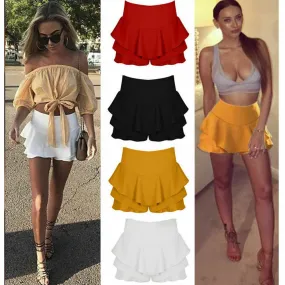 Womens hot mini skirt stockings up skirt Layered Ruffled Frill Skort