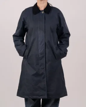 Womens Navy Waxed Canvas Overcoat