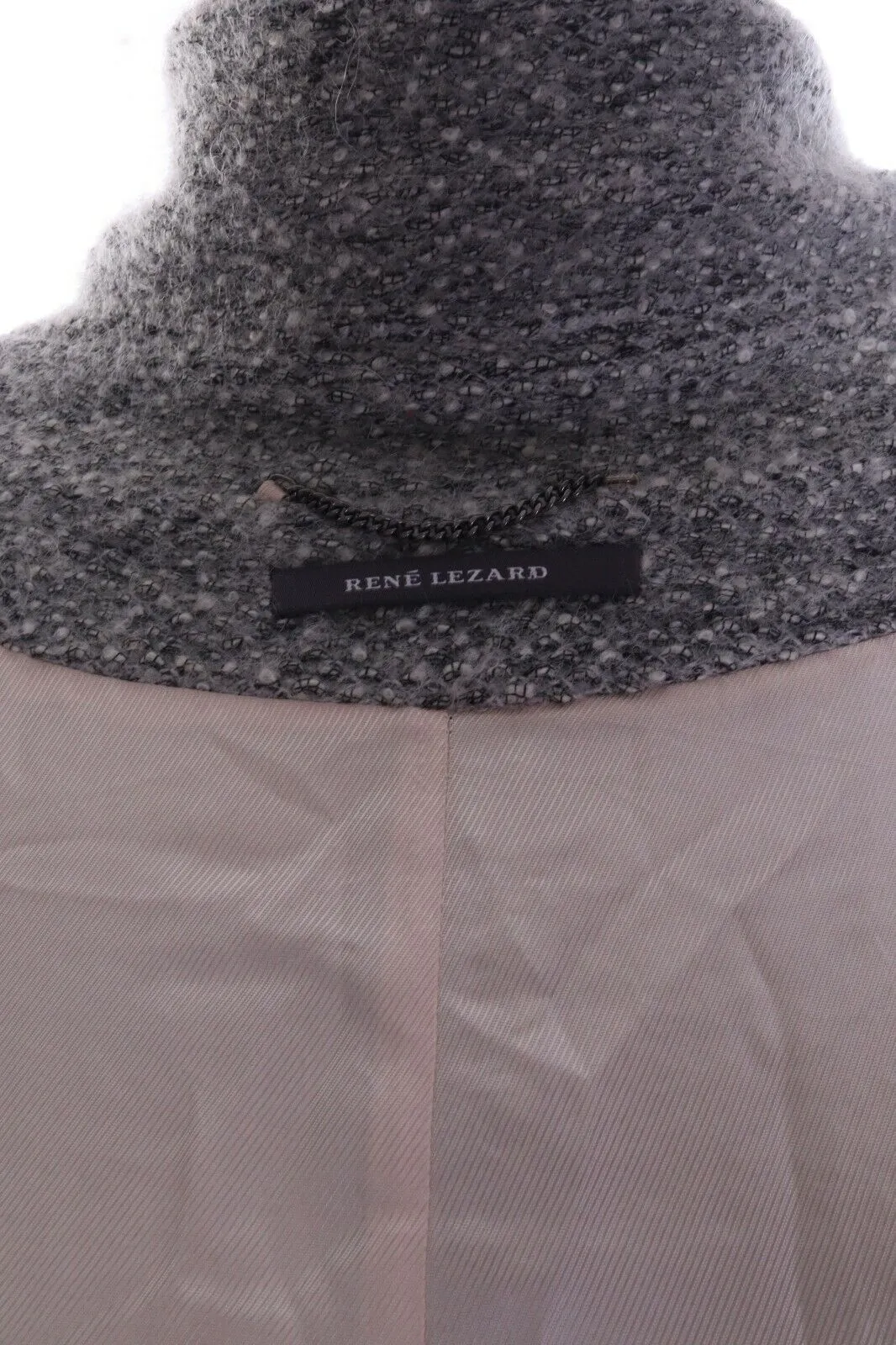 Women's RENE LEZARD Grey Cotton Wool Double-Breasted Pile Coat Overcoat Size 40