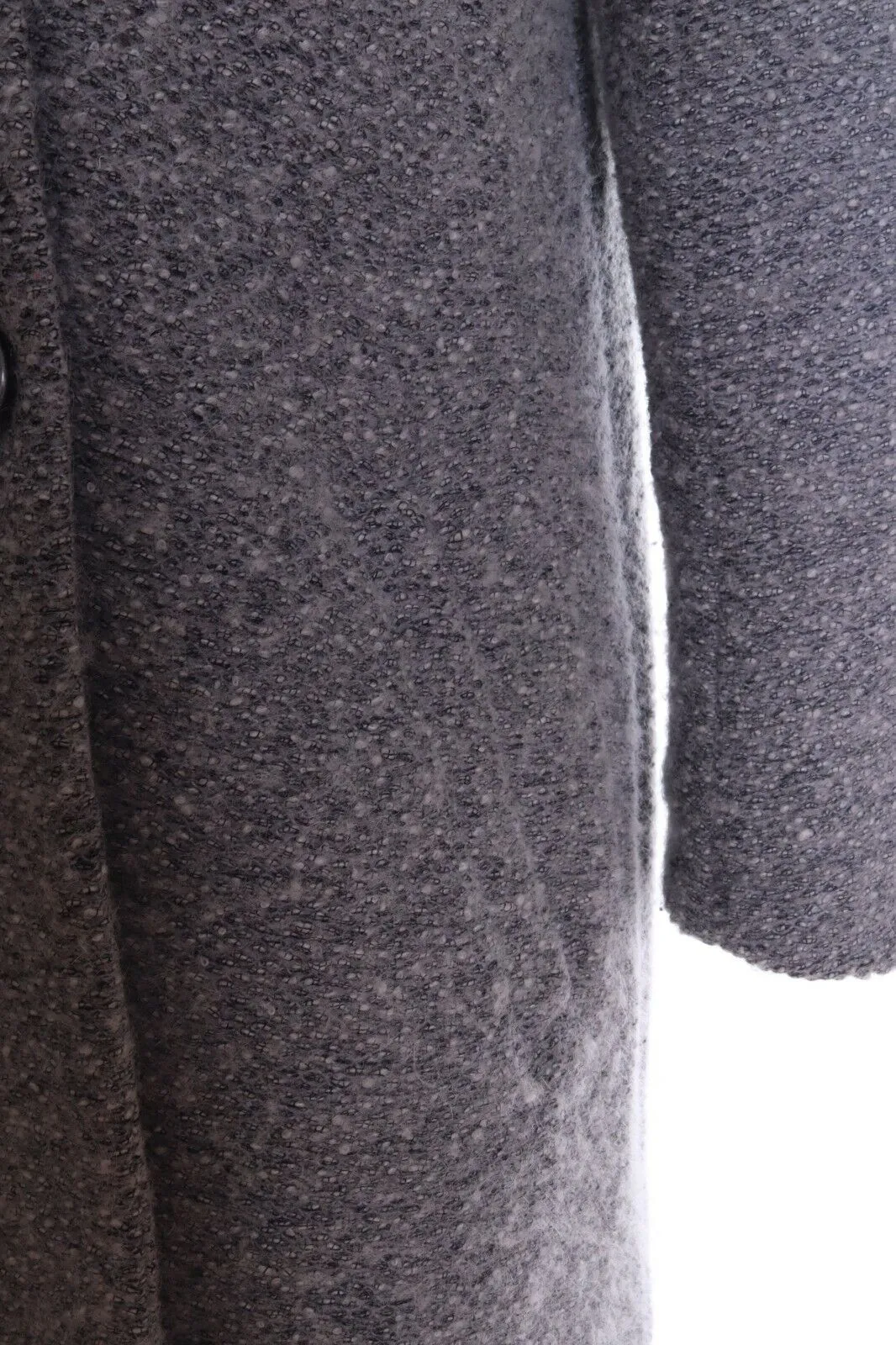 Women's RENE LEZARD Grey Cotton Wool Double-Breasted Pile Coat Overcoat Size 40