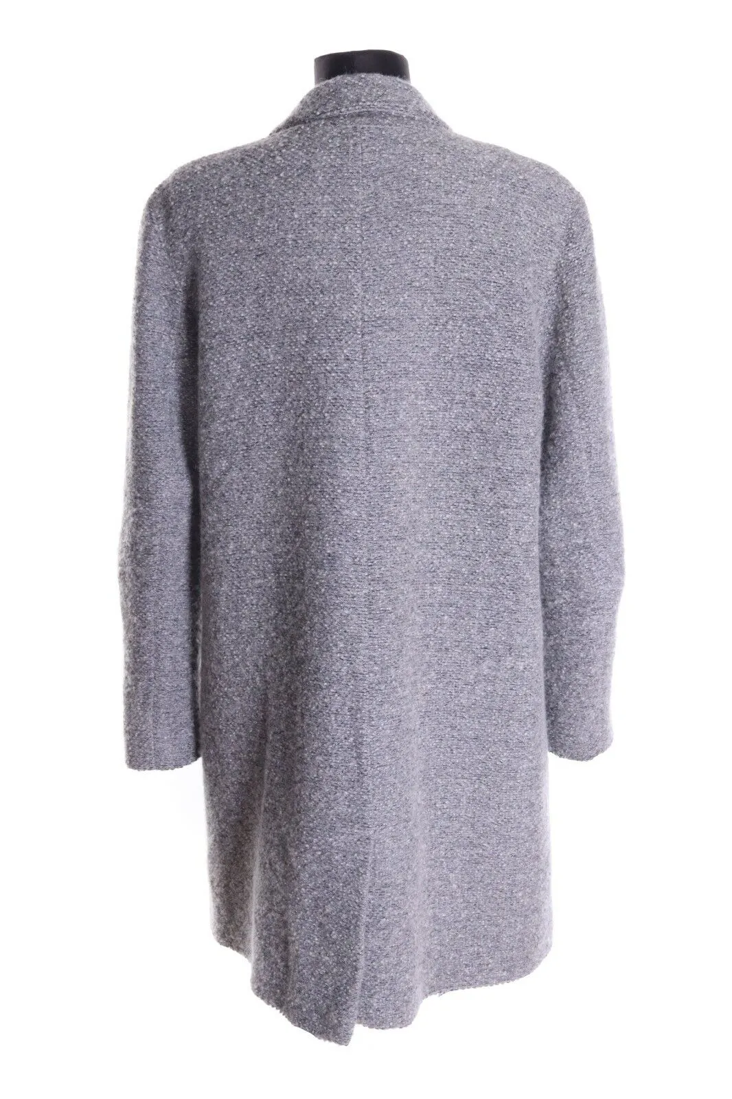 Women's RENE LEZARD Grey Cotton Wool Double-Breasted Pile Coat Overcoat Size 40