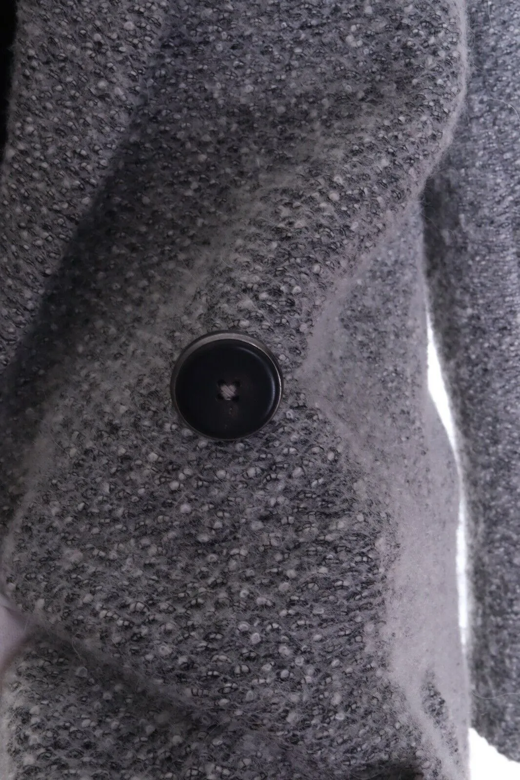 Women's RENE LEZARD Grey Cotton Wool Double-Breasted Pile Coat Overcoat Size 40