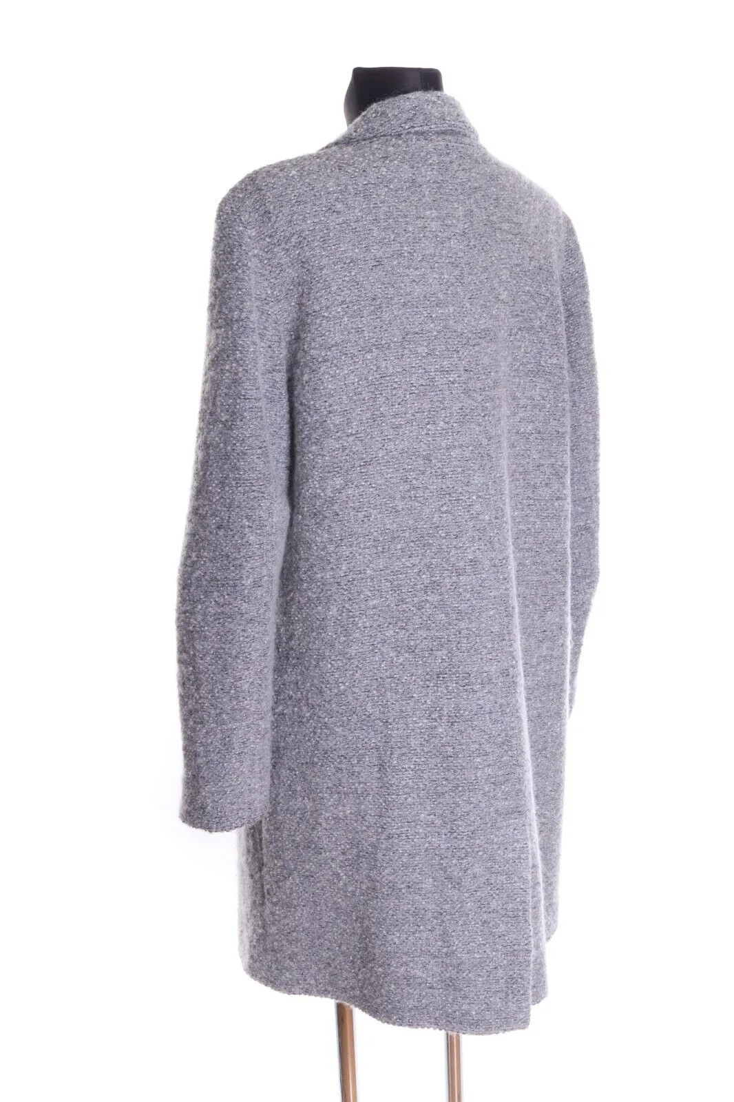 Women's RENE LEZARD Grey Cotton Wool Double-Breasted Pile Coat Overcoat Size 40