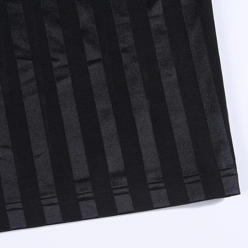 Women's Summer Striped Mesh Mini Dress