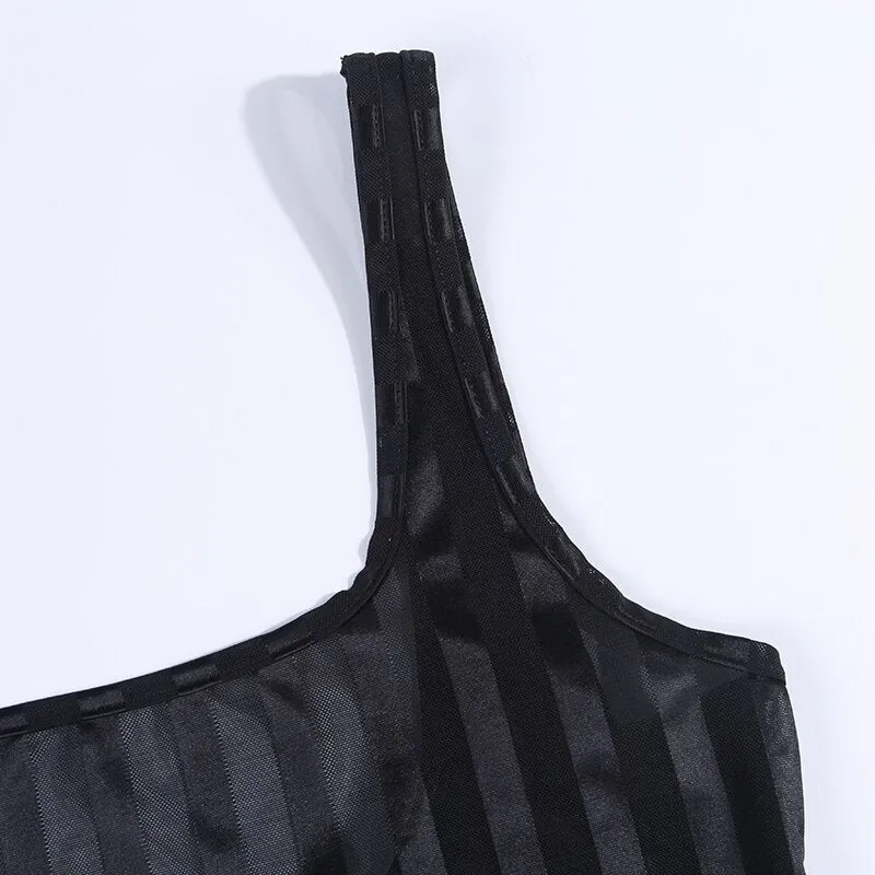 Women's Summer Striped Mesh Mini Dress
