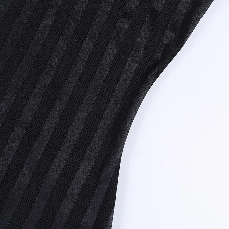 Women's Summer Striped Mesh Mini Dress