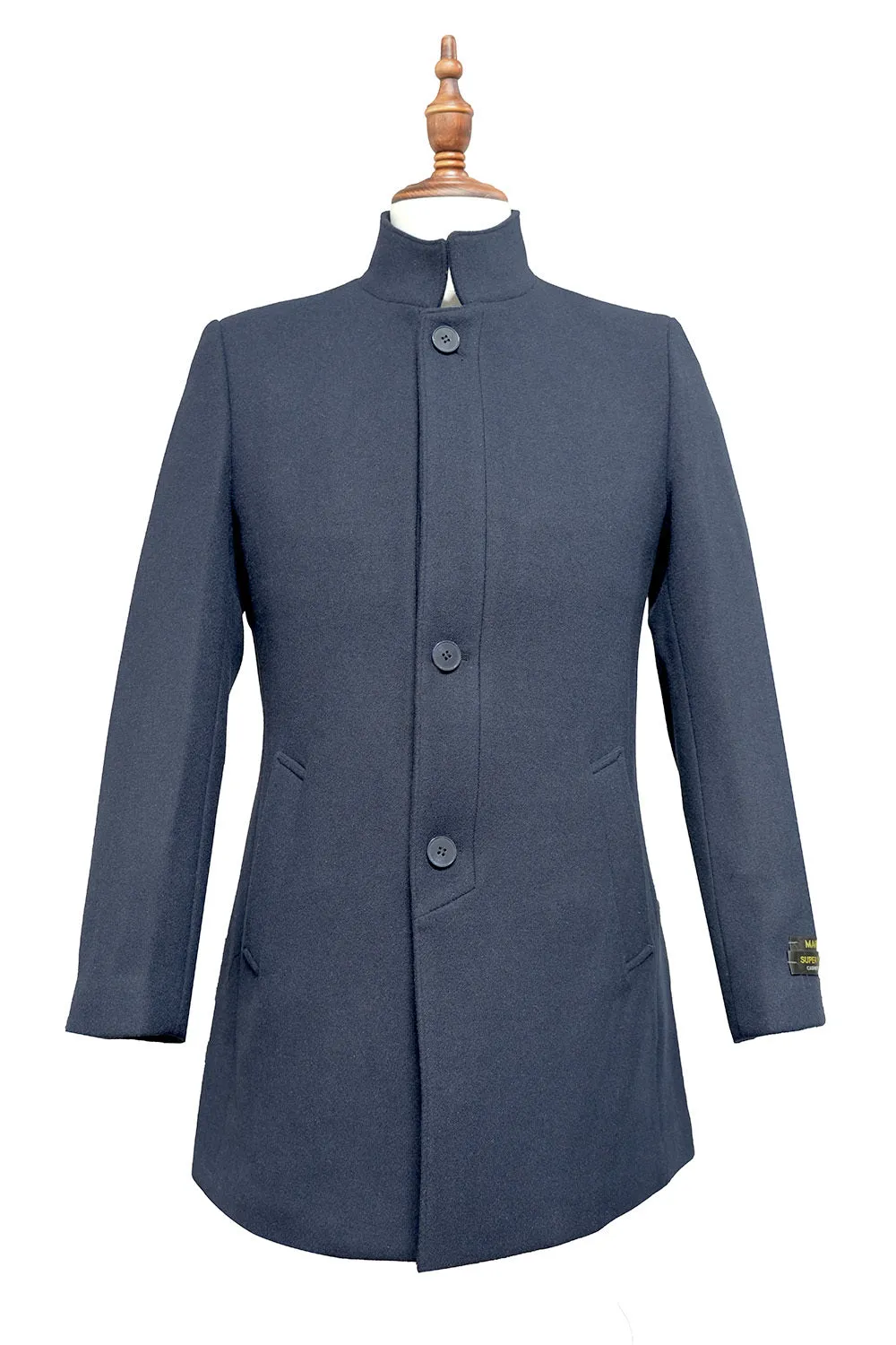 Wool and Cashmere Top Coat in Navy