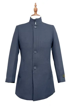 Wool and Cashmere Top Coat in Navy