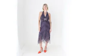 Y2K SILK Halter Dress by Karen Millen w/ Starburst Beading