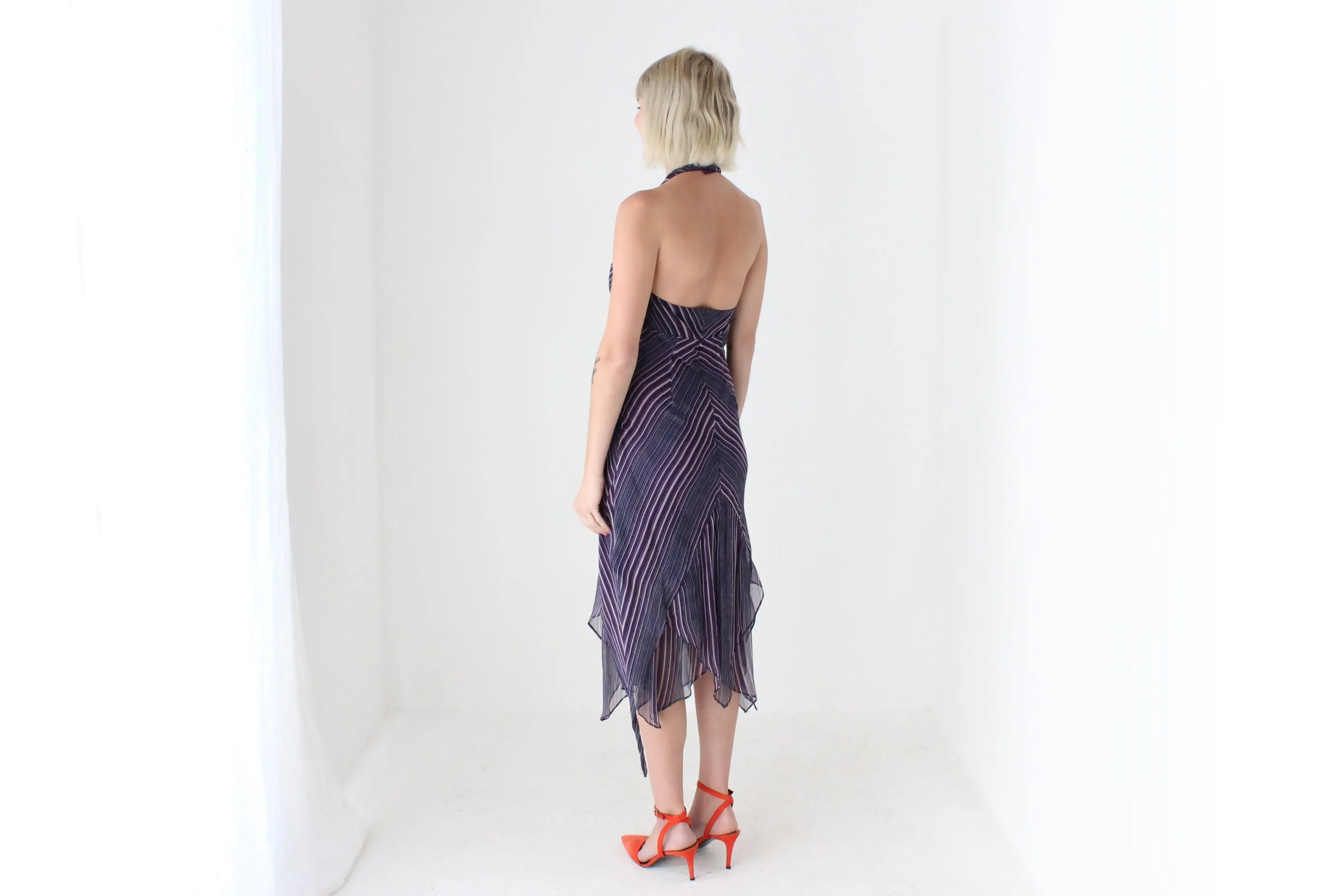 Y2K SILK Halter Dress by Karen Millen w/ Starburst Beading