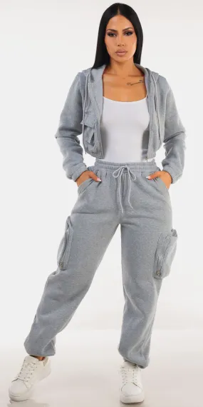Zip Up Cargo Sweatpants Trio